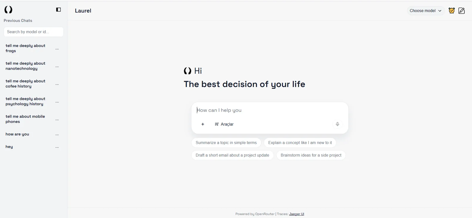 Laurel AI Chat Bot second README screenshot