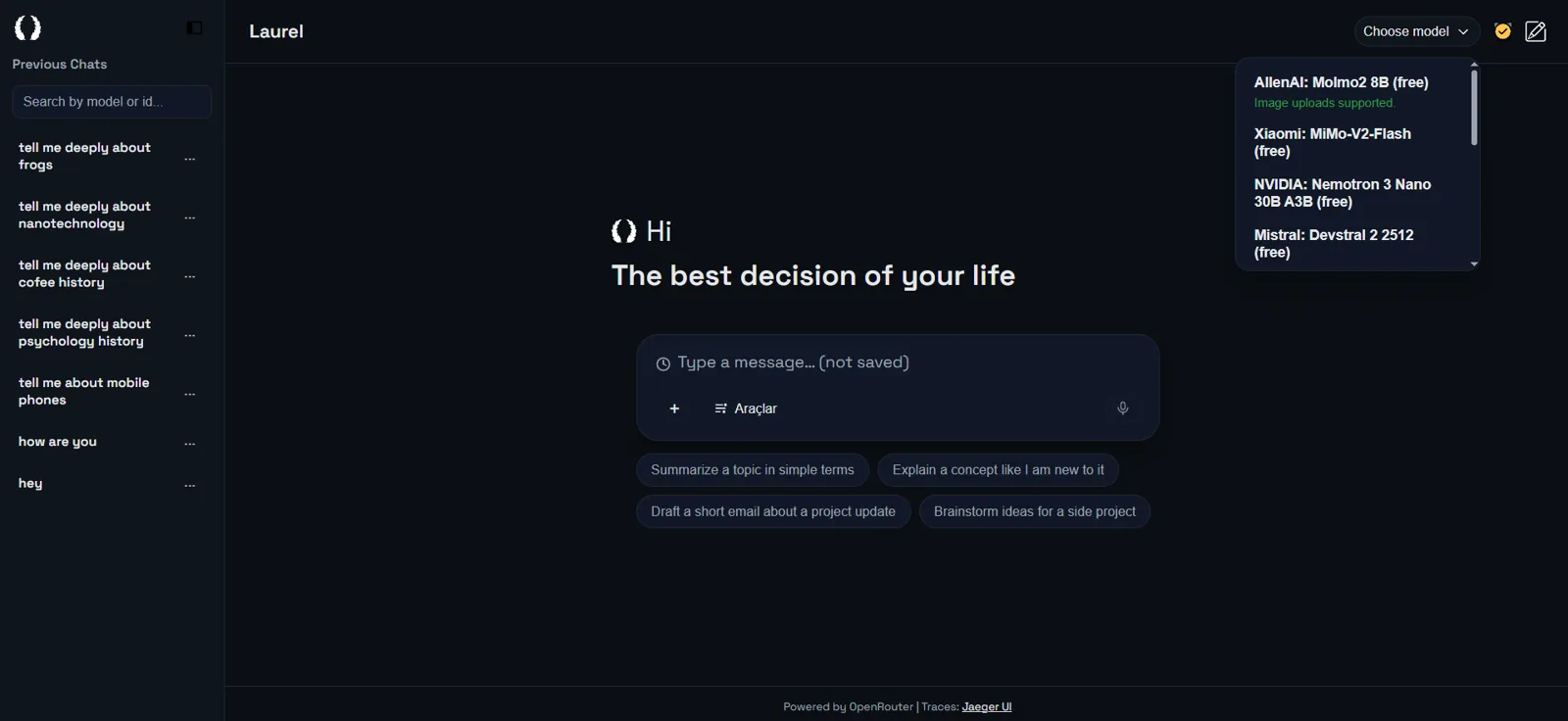 Laurel AI Chat Bot third README screenshot